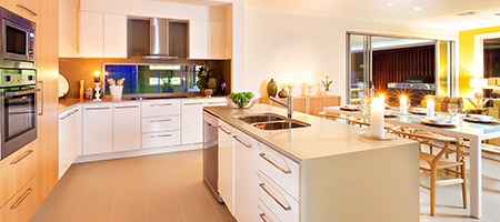 Bright kitchen with an open floor plan.