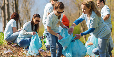 Volunteers Cleaning Up Trash on Trail