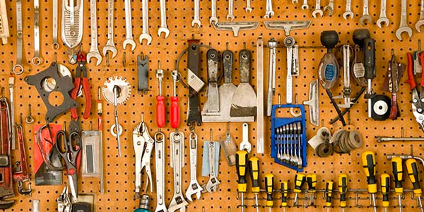 Peg Board with Organized Tools