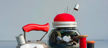 Jars Full of Buttons, Topped With Homemade Pincushions