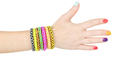 Colorful Plastic Bag Bracelets On a Wrist