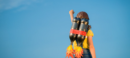 Kid Outside Wearing Plastic Bottle Jetpack