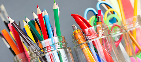 Reusing Glass Jars to Hold Desk Supplies