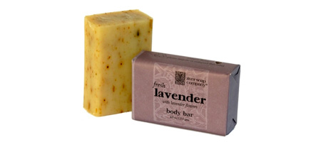 Bar of Lavender River Soap Next to Its Packaging