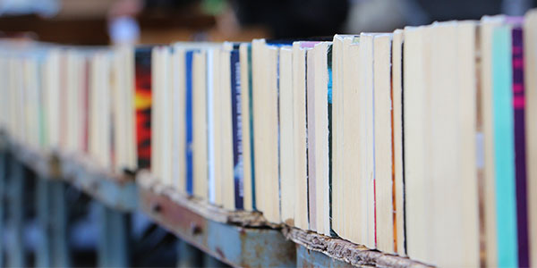 Row of Used Books for Sale