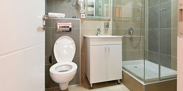 Small Bathroom With Walk-in Shower to Conserve Shower