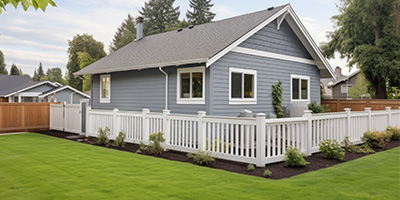 Small Gray House With Fence