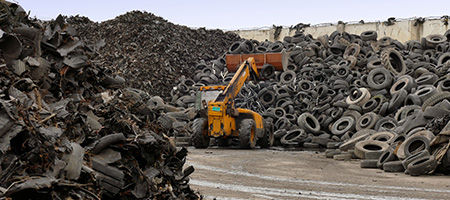 Pile of Tires at a Recycling Facility