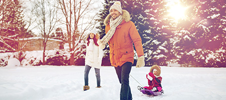 Family Bundled in Colorful Winter Clothes