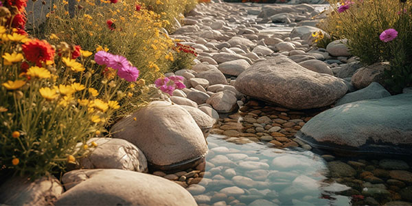 Stone Stream Surrounded by Native Plants