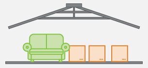 Line Art of a Decluttered Basement and Attic