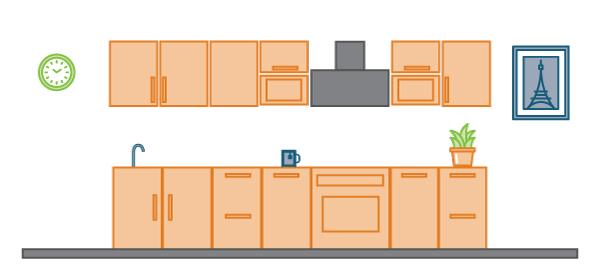 Line Art of a Decluttered Kitchen