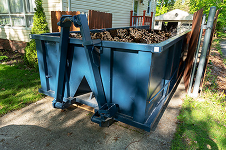 Dumpster Filled With Dirt on Blueprint Background