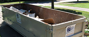 Overhead View of Loaded Dumpster