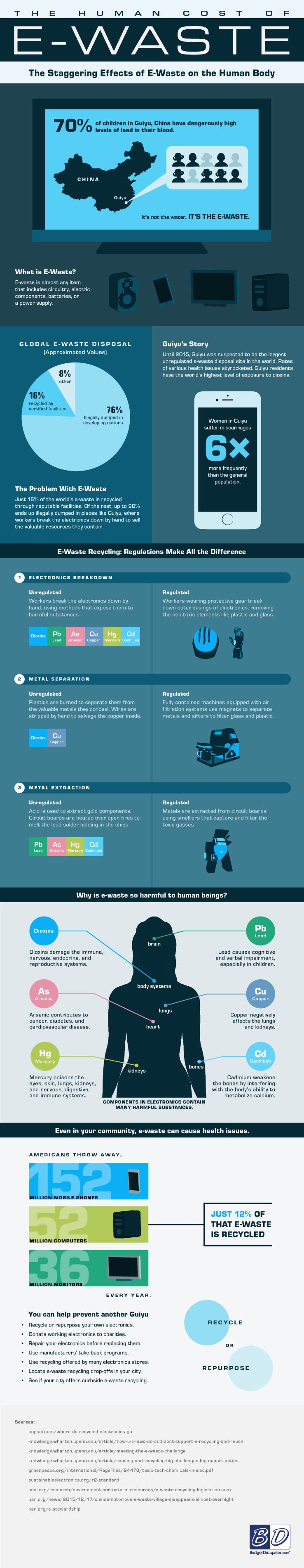 Infographic Detailing the Effects of E-Waste on the Human Body