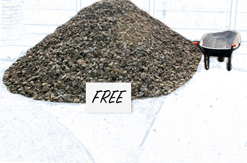 Large Pile of Rocks With Free Sign on Blueprint Background