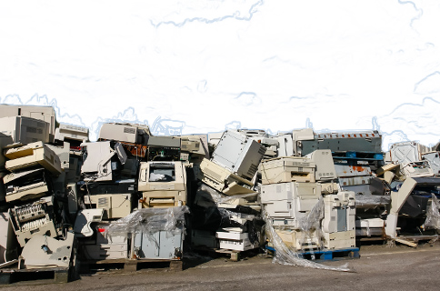 Piles of Old Electronics at Hazardous Waste Facility