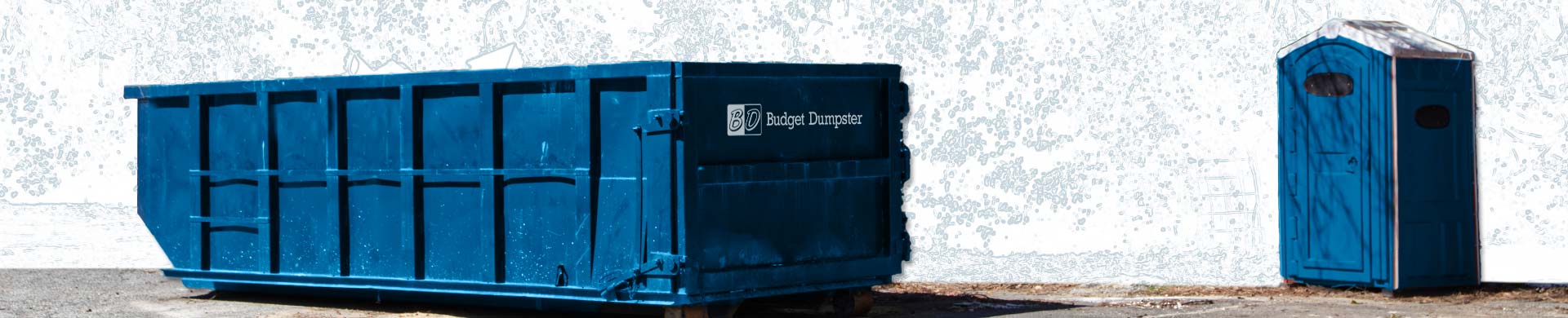 Blue Budget Dumpster and Matching Porta Potty
