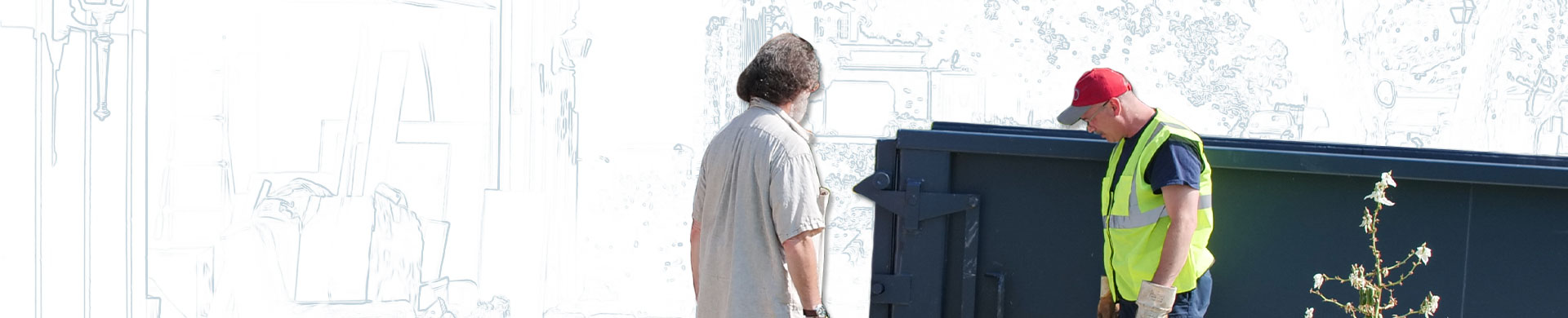 Workers Standing Next to Dumpster Door Latch