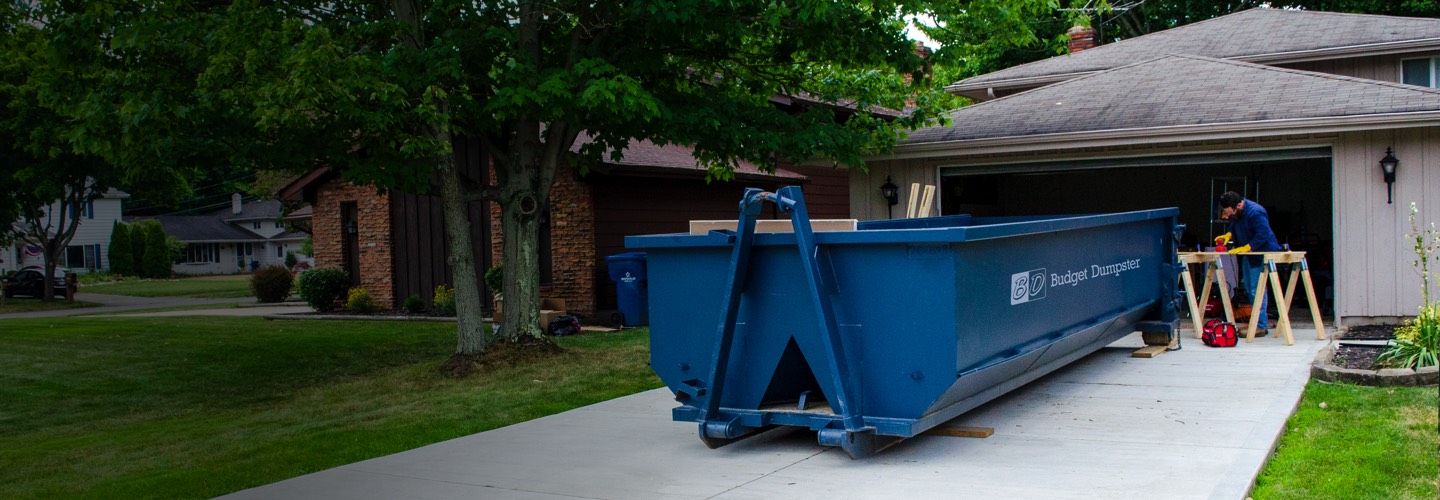 Roll Off Dumpster and Construction Project in Driveway