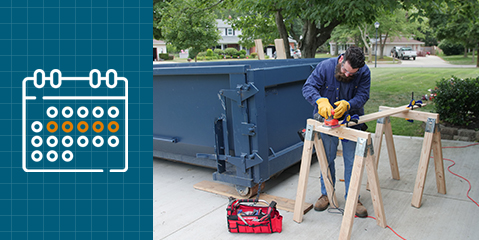 General Contractor Working Next to Calendar Icon