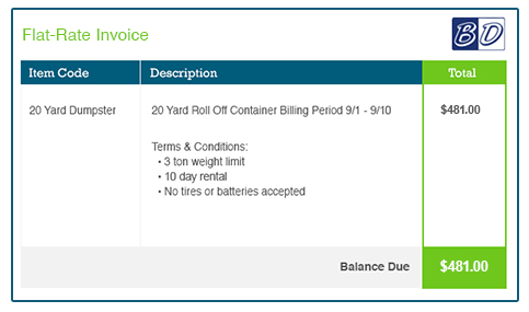 Flat Rate Invoice Example