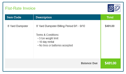 Flat Rate Invoice Example