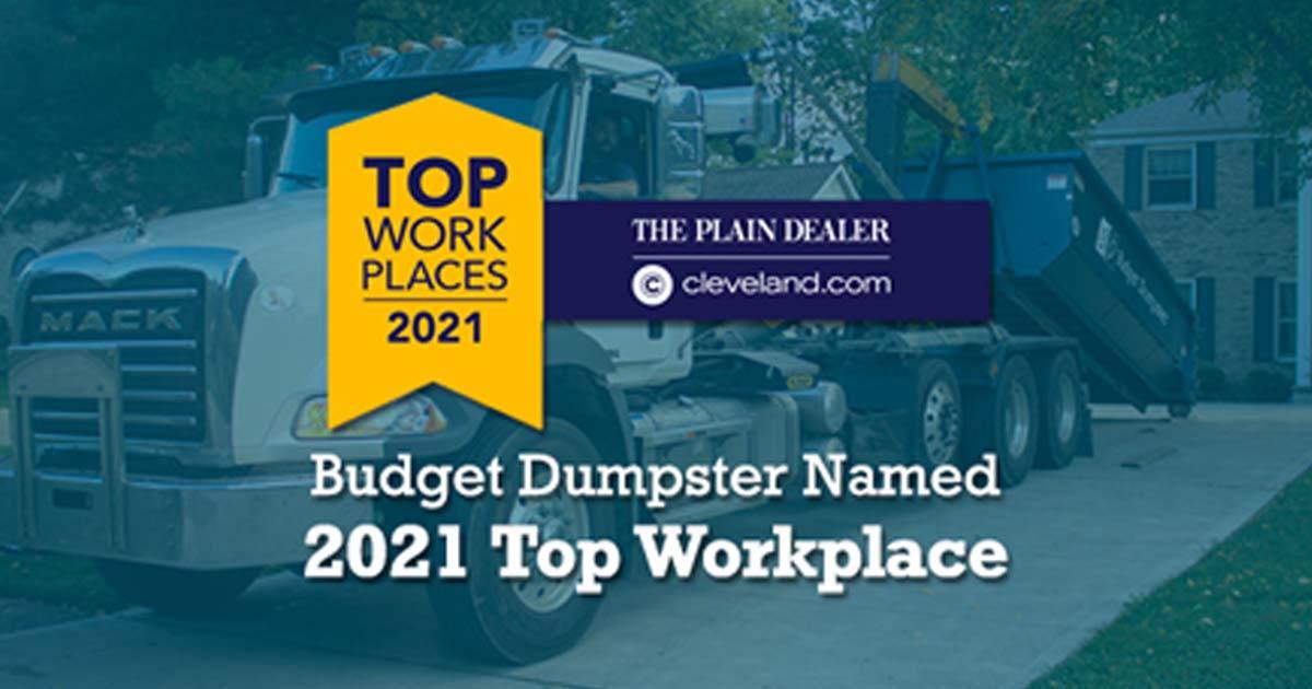 Budget Dumpster Named 2021 Top Workplace