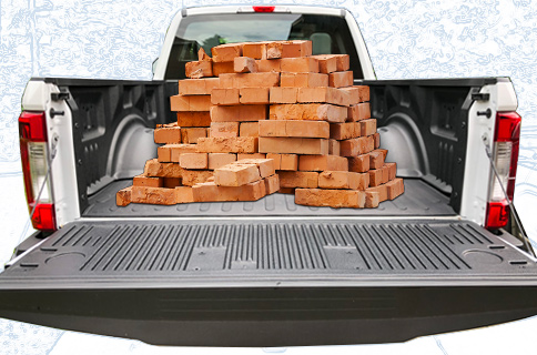 Stack of Bricks in Truck Bed