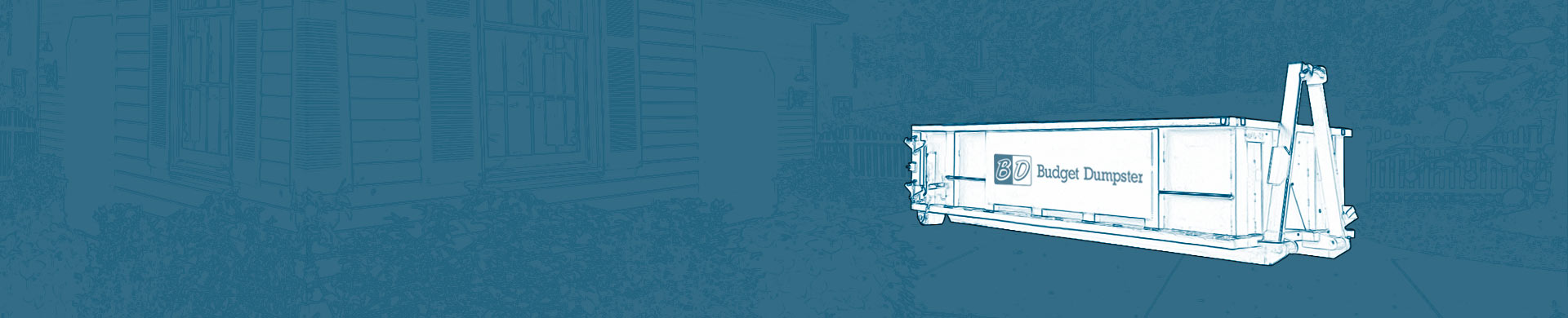 Line Drawing of Roll Off Dumpster in a Driveway